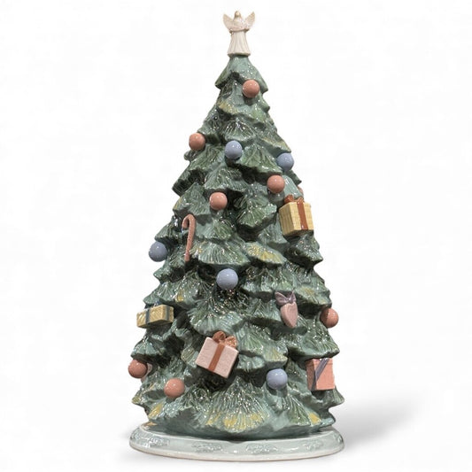 Vintage Lladro "O Christmas Tree" Hand-painted Porcelain Christmas Tree Figurine #6670 6Wx12.5H Box Included