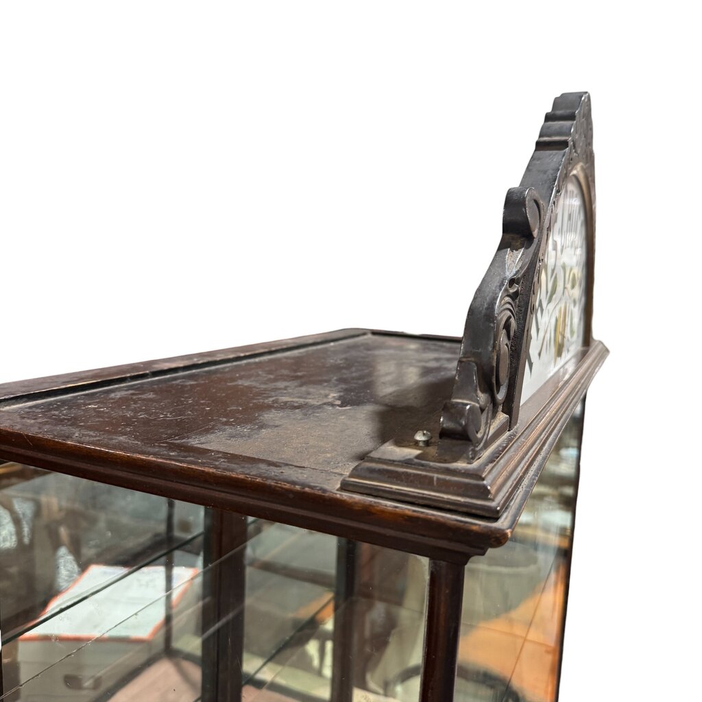 J. S. Fry & Sons Ltd Antique Fry's Chocolate Store Display Cabinet w/ Two Glass Shelves & Sliding Mirrored Doors 28Lx15Wx36H