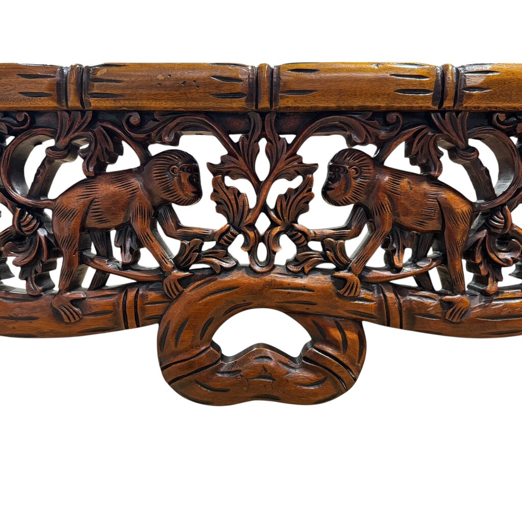 Tropical Hand Carved Monkeys Solid Wood Coffee Table w/ New Glass 41Lx41Wx16H by: Notables Handcrafted Furniture