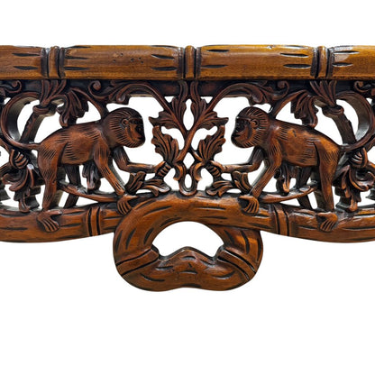 Tropical Hand Carved Monkeys Solid Wood Coffee Table w/ New Glass 41Lx41Wx16H by: Notables Handcrafted Furniture