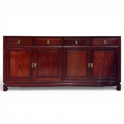 Vintage Oriental Rosewood Buffet w Brass Handles 66x19x32