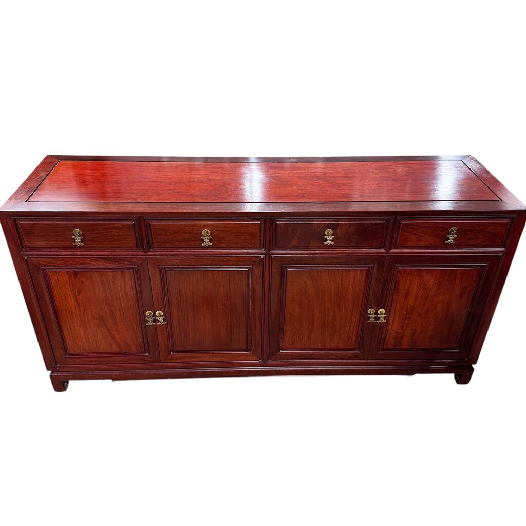 Vintage Oriental Rosewood Buffet w Brass Handles 66x19x32