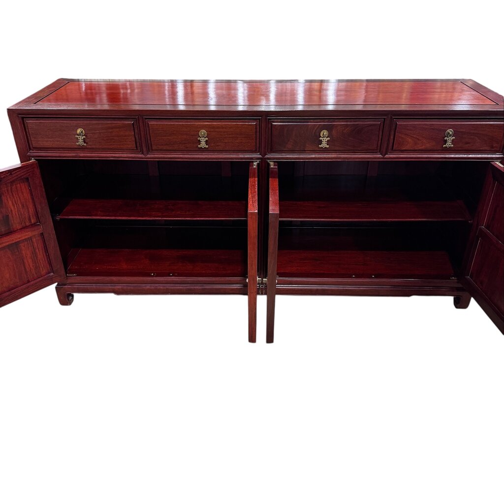 Vintage Oriental Rosewood Buffet w Brass Handles 66x19x32