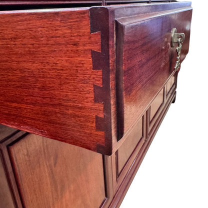 Vintage Oriental Rosewood Buffet w Brass Handles 66x19x32