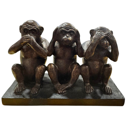 Vintage Speak No Evil, Hear No Evil, See No Evil Monkeys 8Lx3.5Wx5.5H