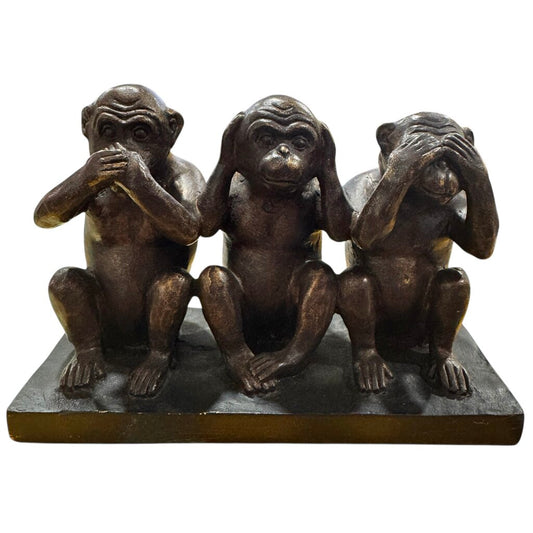 Vintage Speak No Evil, Hear No Evil, See No Evil Monkeys 8Lx3.5Wx5.5H