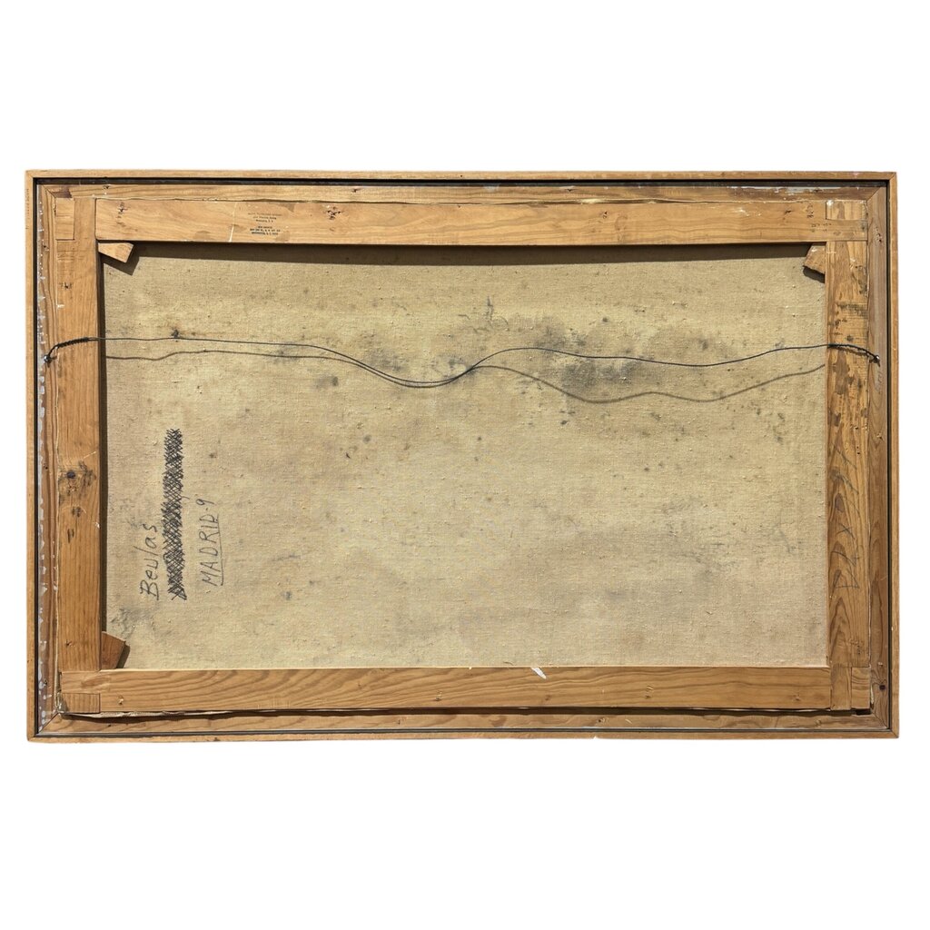 Madrid, Spain Cityscape MCM Oil Painting on Canvas by: Jose Beulas (Spanish 1921-2017) 49Lx32H