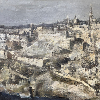 Madrid, Spain Cityscape MCM Oil Painting on Canvas by: Jose Beulas (Spanish 1921-2017) 49Lx32H