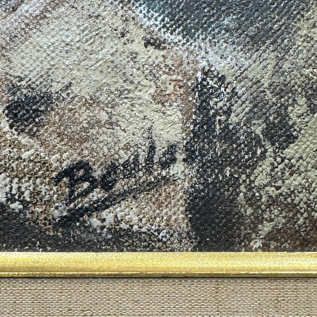 Madrid, Spain Cityscape MCM Oil Painting on Canvas by: Jose Beulas (Spanish 1921-2017) 49Lx32H