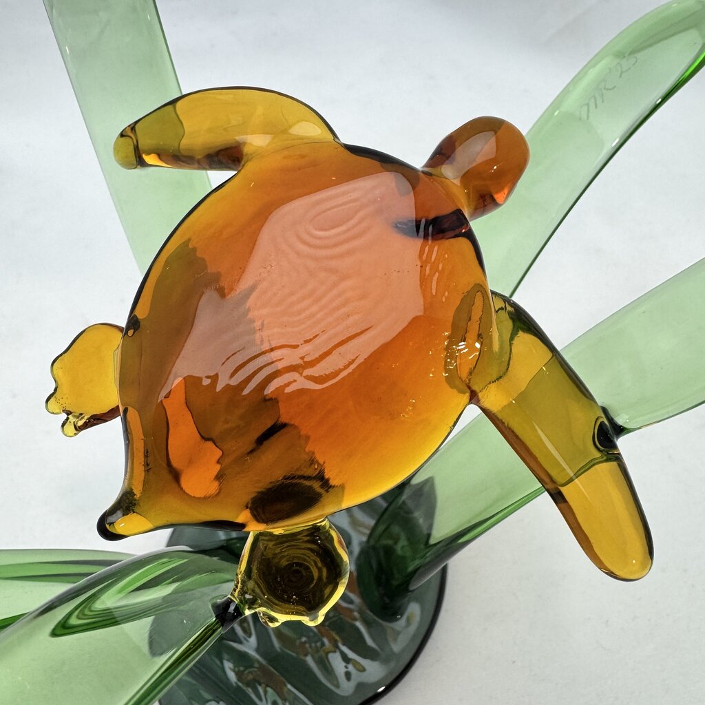 Hatchling Sea Turtle Art Glass Sculpture 8" tall