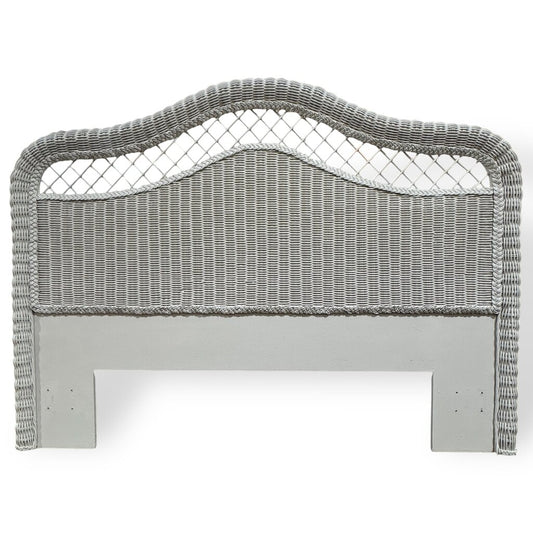 Vintage Henry Link/ Lexington Boho Chic White Queen or Full Size Wicker Headboard 66Lx4Wx50H