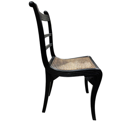 Black Regency Style Caned Mahogany Dining Chairs Set of 5 19Lx18Wx38H