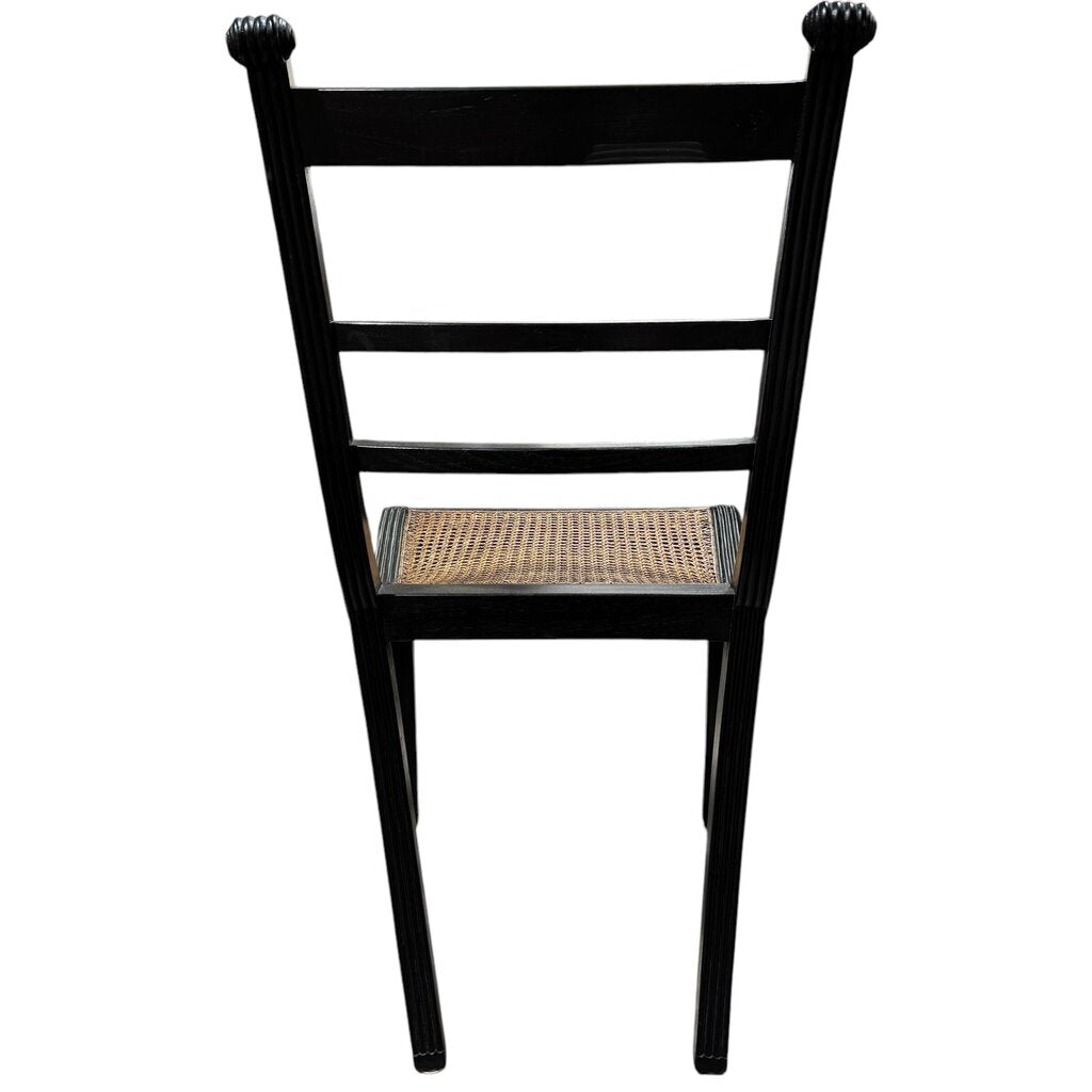 Black Regency Style Caned Mahogany Dining Chairs Set of 5 19Lx18Wx38H