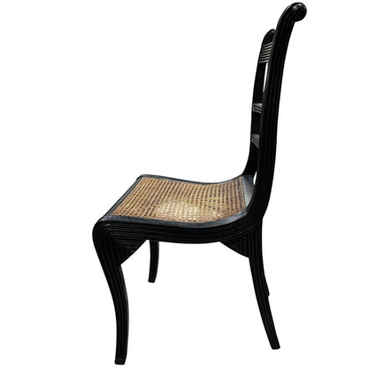 Black Regency Style Caned Mahogany Dining Chairs Set of 5 19Lx18Wx38H