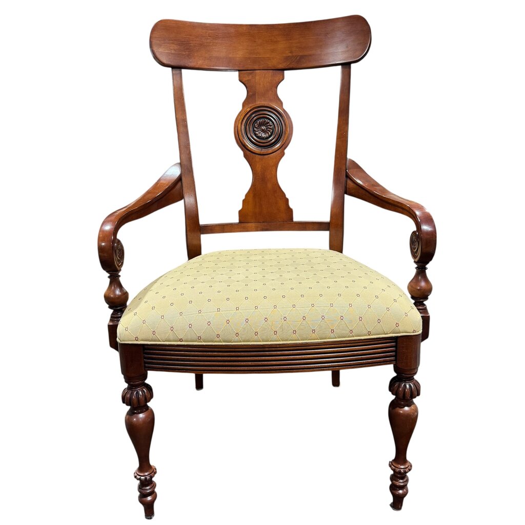 Ethan Allen Dining Set w/ 6 Upholstered Chairs & Protective Pads 82Lx38Wx30H