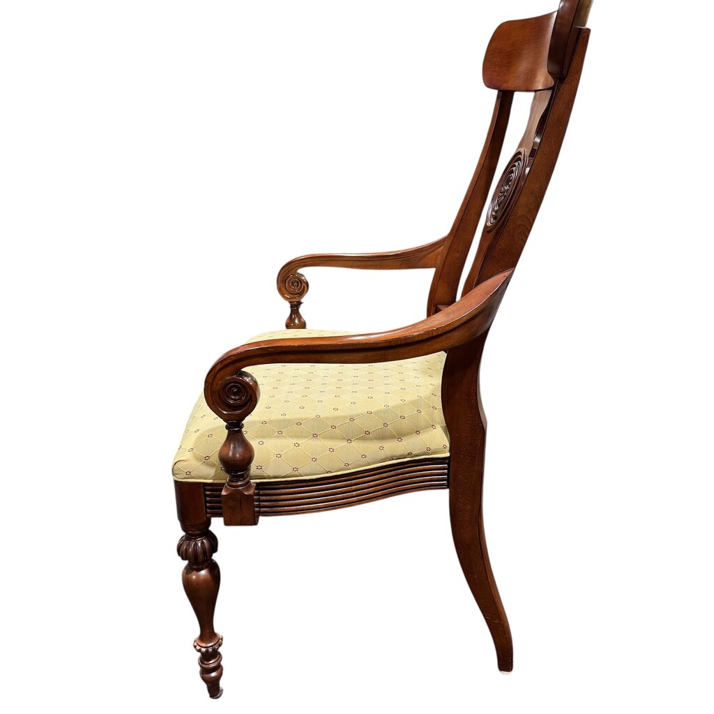 Ethan Allen Dining Set w/ 6 Upholstered Chairs & Protective Pads 82Lx38Wx30H