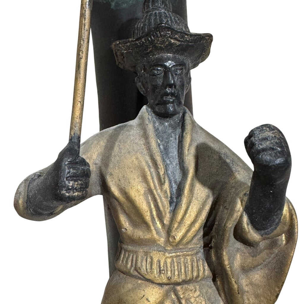 Pair of Iron Chinoiserie Figural and Palm Sconces 15Lx8Wx30H