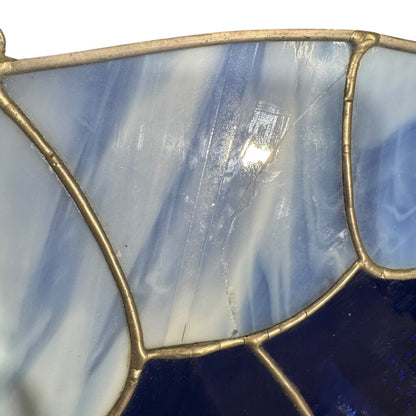 18" Round Butterfly Stained Glass Hanging w/ Chains