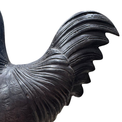 Antique Standing Bronze Rooster Statue 12Lx4Wx17H