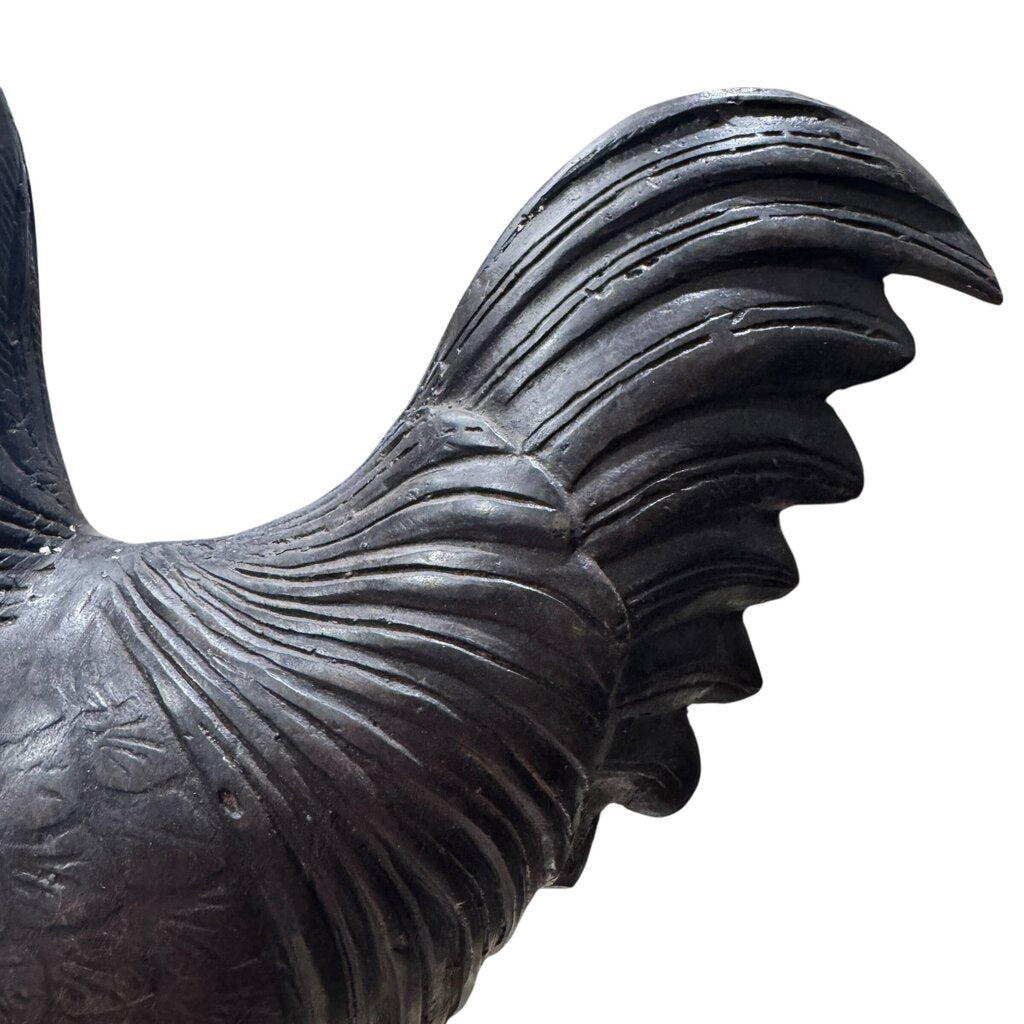 Antique Standing Bronze Rooster Statue 12Lx4Wx17H