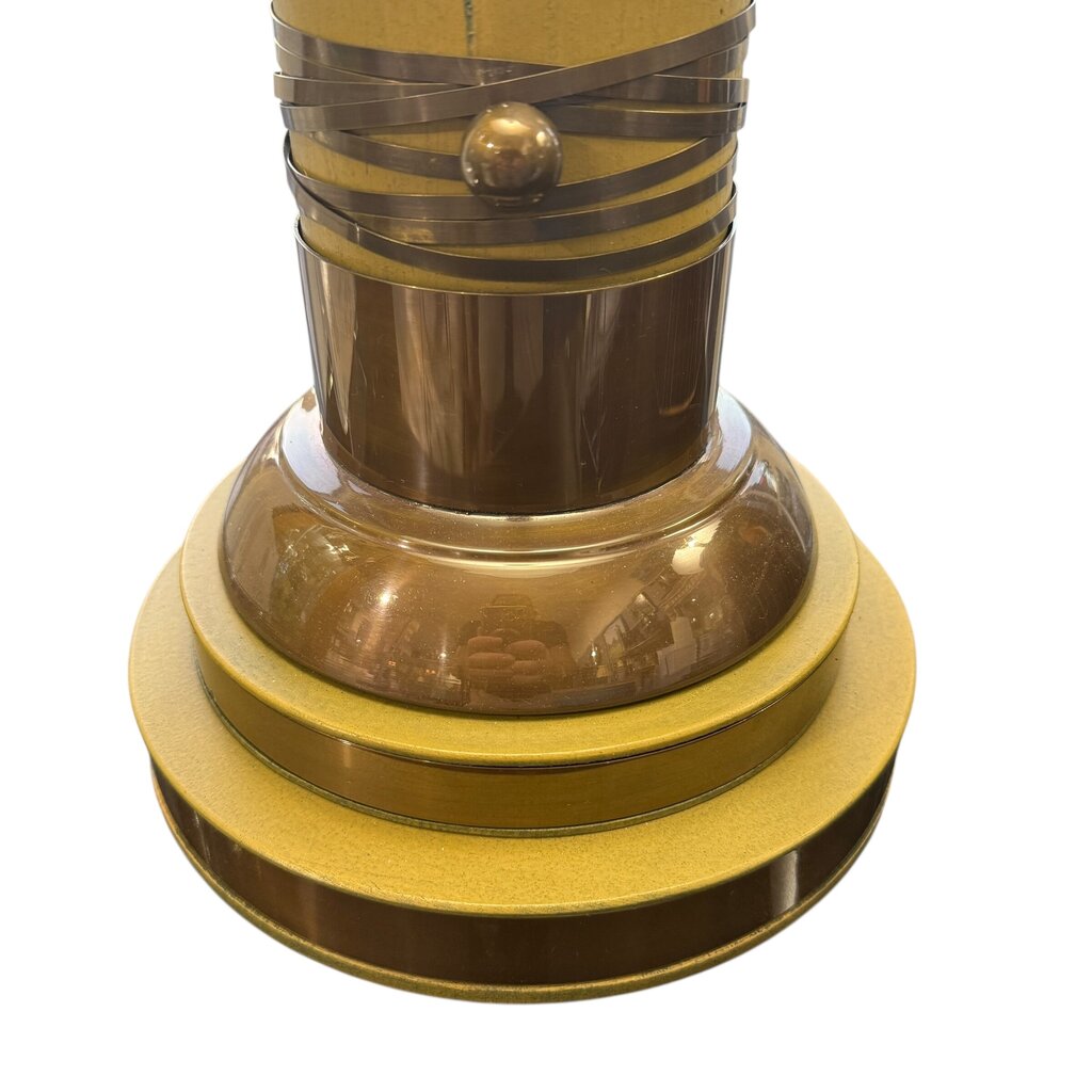 Rare Pair of 1970s Hart Associates Hollywood Regency Table Lamps Featuring Sculptural Brass and Faux Bamboo Columns w/ Rich Green Shades. Classic Style w/ Exceptional Weight and Craftsmanship. A True Designer Find. 20Lx20Wx35H