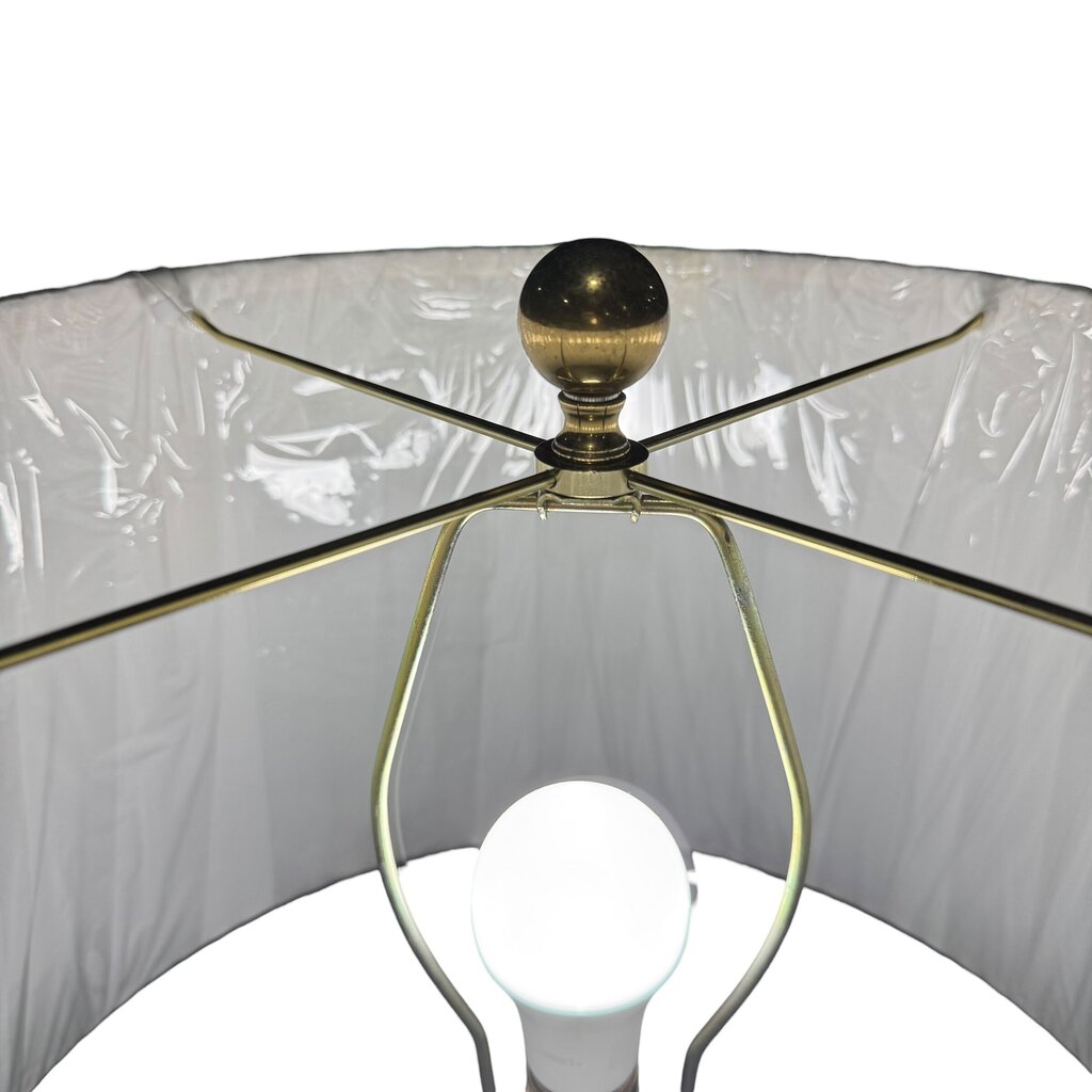 Vintage Celadon Blue Ethan Allen Porcelain Hollywood Regency Lamp w/ Brass Base. New Pleated Shade 35" tall