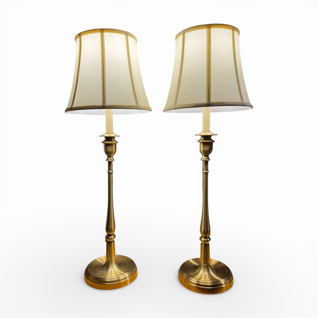 Pair of Vintage Ralph Lauren Brass Candlestick Lamps 33" tall