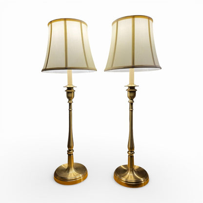 Pair of Vintage Ralph Lauren Brass Candlestick Lamps 33" tall