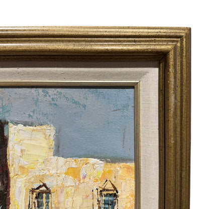 Impressionist Street Market Scene w/ Townspeople Shopping Beneath City Arched Gateways and Buildings by Listed Artist Burnett 41Lx29H