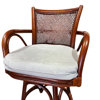 Alexander & Sheridan Singapore Rattan Height Swivel Barstools w/ Cushions (Set of 3)