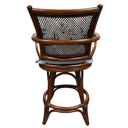 Alexander & Sheridan Singapore Rattan Height Swivel Barstools w/ Cushions (Set of 3)