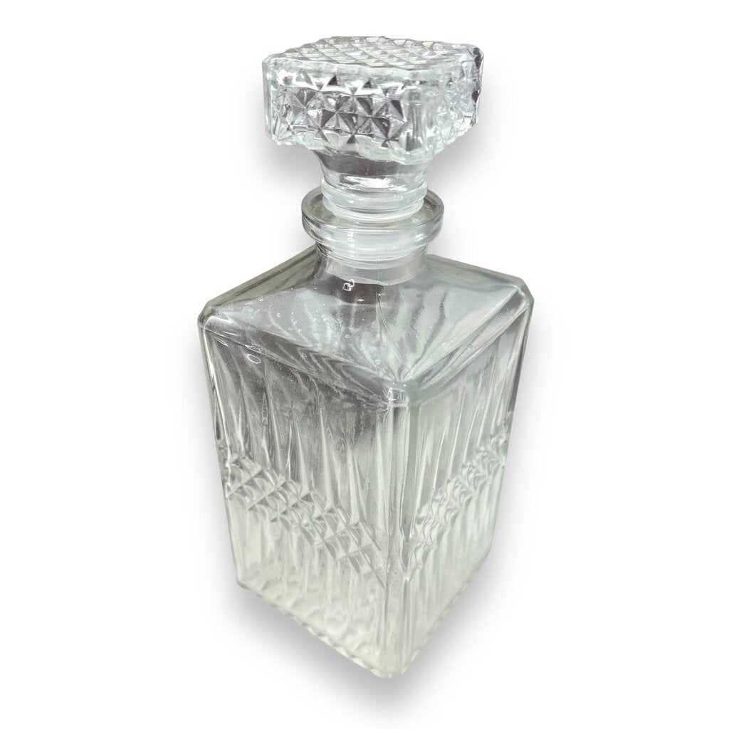 Late 18th Century English Mahogany Knife Cutlery Box w/ Sterling Silver Emblem Converted to 4 Piece Decanter Set (no key) 9.5Lx10x15.5H