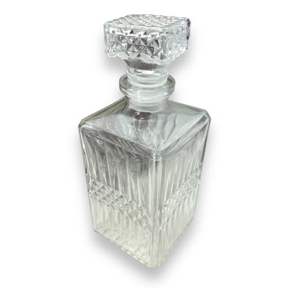 Late 18th Century English Mahogany Knife Cutlery Box w/ Sterling Silver Emblem Converted to 4 Piece Decanter Set (no key) 9.5Lx10x15.5H