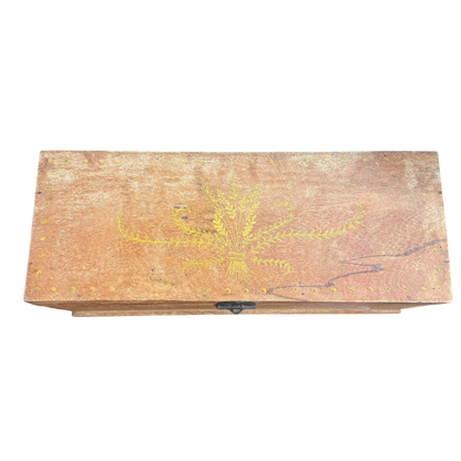 Vintage Hand-painted Wooden Box 16Lx6Wx6H