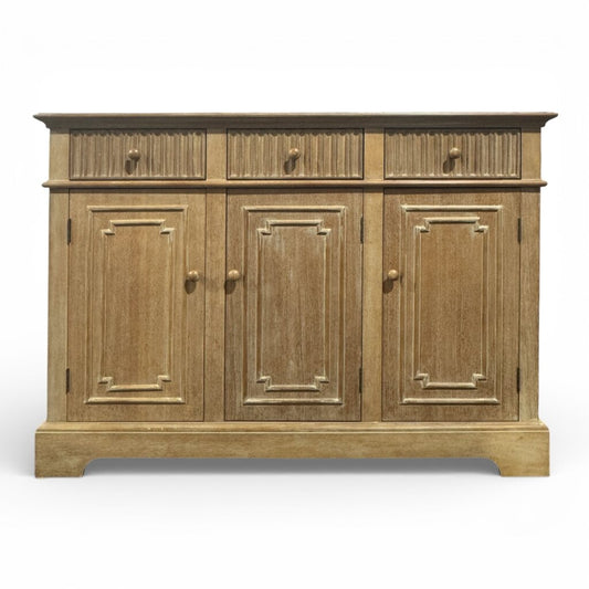 Washed Oak French Country Manor Cabinet 52Lx12Wx37H