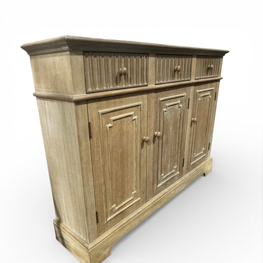 Washed Oak French Country Manor Cabinet 52Lx12Wx37H
