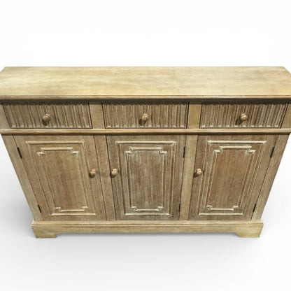 Washed Oak French Country Manor Cabinet 52Lx12Wx37H