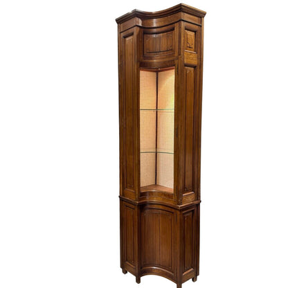 Pair of Louis XVI, French Regency Walnut Corner Cabinets w/ Wired Doors 20Lx25Wx99H