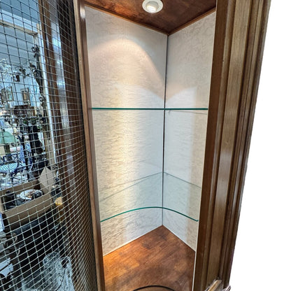 Pair of Louis XVI, French Regency Walnut Corner Cabinets w/ Wired Doors 20Lx25Wx99H