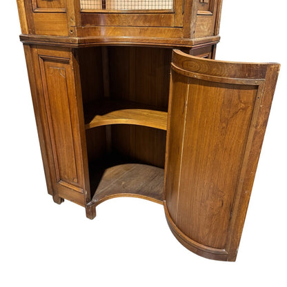 Pair of Louis XVI, French Regency Walnut Corner Cabinets w/ Wired Doors 20Lx25Wx99H