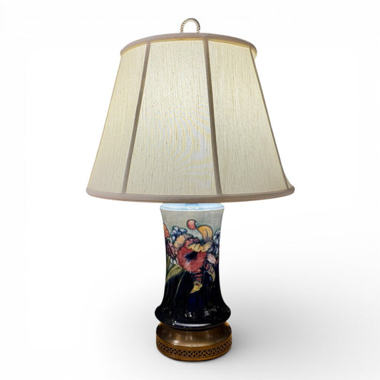 Vintage Moorcroft Pottery England Exquisite Bearded Iris Pattern Table Lamp 16Wx16Wx26H