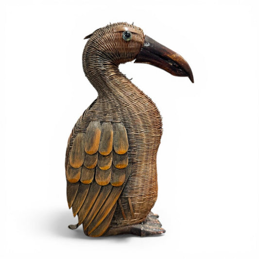 Antique Shanghai Weave Pelican Figurine 6Lx2Wx8H