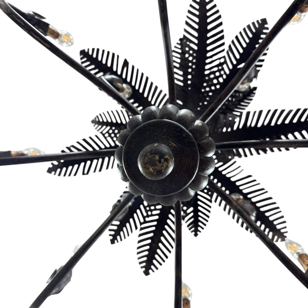 Vintage Currey & Co for Tole 5 Light Iron Palm Tree Chandelier 24Wx24H