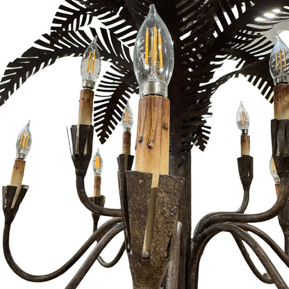 Vintage Currey & Co for Tole 5 Light Iron Palm Tree Chandelier 24Wx24H