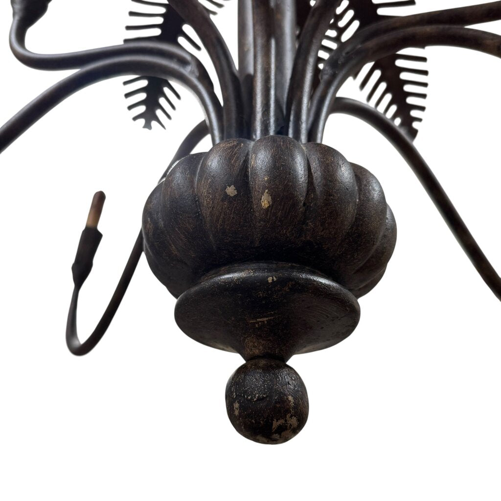 Vintage Currey & Co for Tole 5 Light Iron Palm Tree Chandelier 24Wx24H