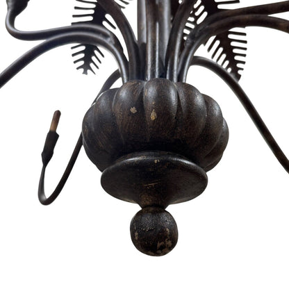 Vintage Currey & Co for Tole 5 Light Iron Palm Tree Chandelier 24Wx24H