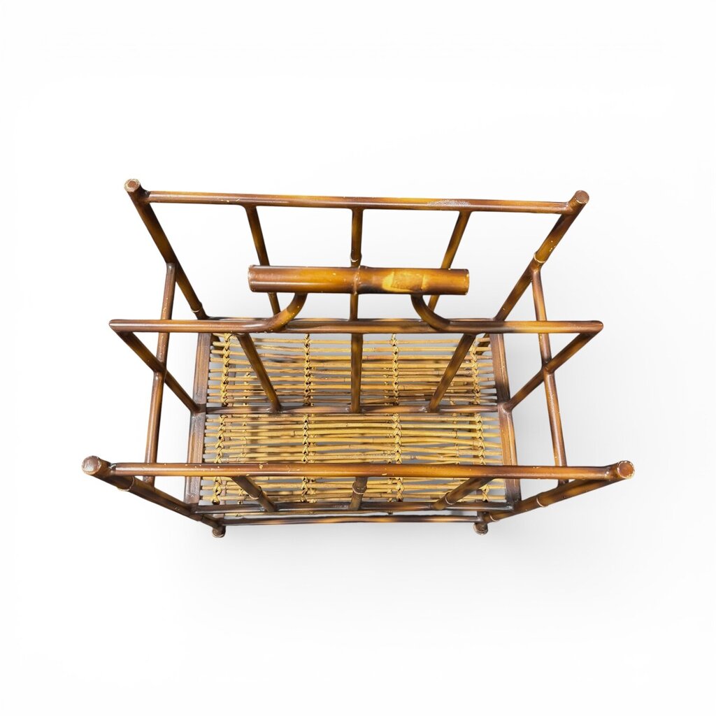 Hollywood Regency Iron and Bamboo Magazine Rack Bookshelf 19Lx12Wx28H