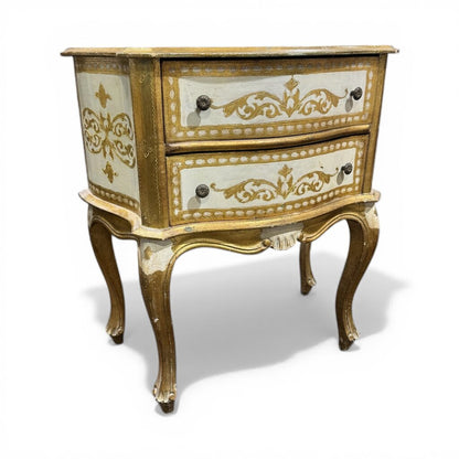 Vintage Gold Gilt Italian Florentine Side End Table Nightstand Chest of Drawers 24Lx12Wx25H
