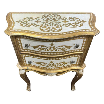 Vintage Gold Gilt Italian Florentine Side End Table Nightstand Chest of Drawers 24Lx12Wx25H