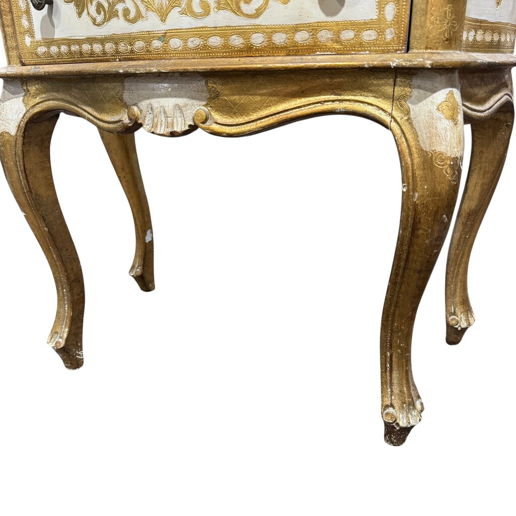 Vintage Gold Gilt Italian Florentine Side End Table Nightstand Chest of Drawers 24Lx12Wx25H